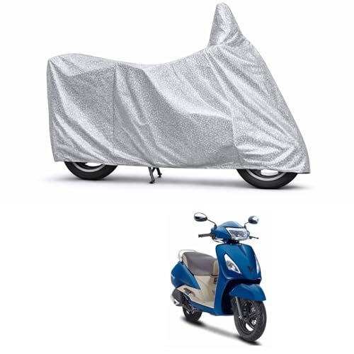 Image of 100% Waterproof Two Wheeler Body Cover Multi Layered Fabric Designed for TVS Jupiter Grande | Belt Buckle Lock | Silver Mag