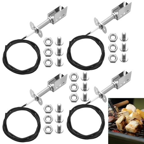 Retisee 4 Pcs Ceramic Electrode Gas-Catcher Ignition Chamber Kit for Bakers and Chefs Gas Grill Models Electrode Replacement Parts Compatible with Multiple Models