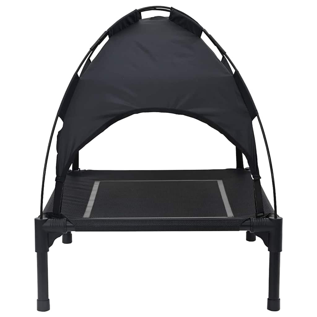 Caseta para perros al aire libre con techo, cama elevada para perros, negro, 71 x 64 x 71 cm, estructura estable de acero, cama plegable para mascotas, jardín y terraza, transpirable