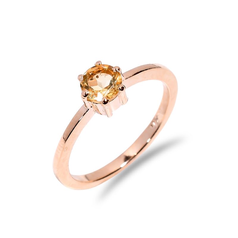 Bague de fiançailles citrine et argent fait main au style vintage précieux