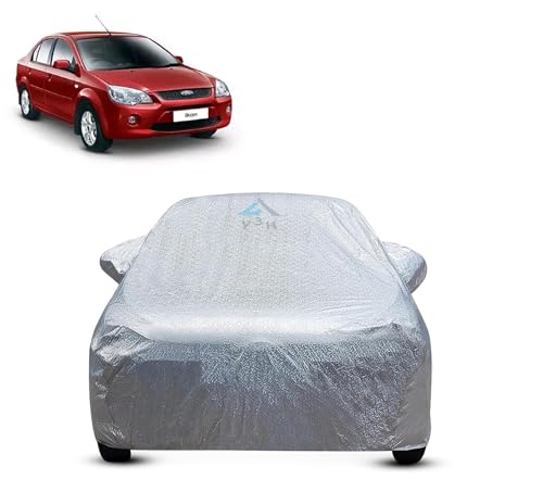 Image of Y3H 100% Waterproof Car Cover Compatible with Ford Ikon Custom Fit Body Covers with Mirror Pockets | Color : Metalic Silver
