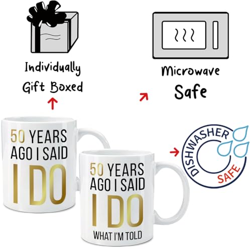Dnuiysesnovelty50yearsagomugssetanniversaryweddinggiftsforcouple50yearsagoisaididoweddinganniversarymug50thmuggiftsforparenthusbandwifegrandparentfriend Urban Country Home Decor Dnuiyses novelty 50 years ago mugs set anniversary wedding gifts for couple 50 years ago i said i do wedding anniversary mug 50th mug gifts for parent husband wife grandparent friend urban country home decor