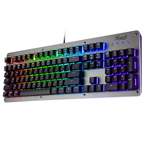 Rosewill Neon K52 Wired Waterproof Gaming Keyboard, Mem-Chanical Switches, 8 Rgb Led Backlight Effects, 104 Keys, 19-Key Anti-Ghosting, 12 Multimedia Hotkeys, Spill-Proof Dust-Proof Aluminum Plate #TOP2