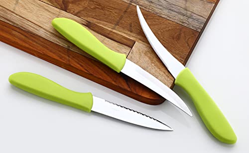 GANESH Stainless Steel Knife Set, 3-Pieces, Green, Blue and Pink (Image - 3)