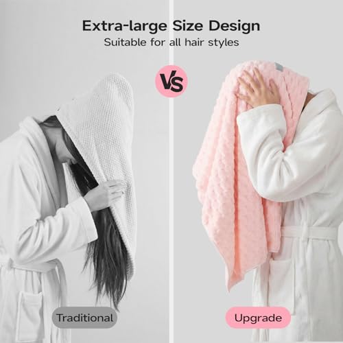 Image of REDKISS 4 Pack Extra Large Hair Towels - Microfiber Hair Towel Wrap for Women, 23 x 47 inches Hair Towels with Elastic Strap, Super Soft Hair Drying Towels for Long, Thick, Curly Anti Frizz Turbans