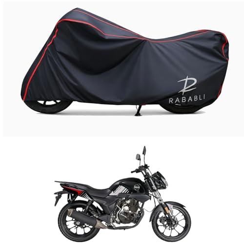 Image of Waterproof Bike Body Cover Compatible for | Aftek Turbo TR-170 | Taffeta Fabric, Red Piping Design, Bottom Elastic Fit | Dustproof, Sun UV & Rain Protection for All Bikes