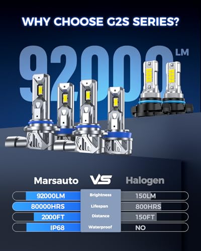 Image of Marsauto H11 9005 Light Bulbs Combo and 5202 LED Fog Light Bulbs Fit for Chevy Silverado 1500 (2007-2015) Chevy Silverado 2500 HD 3500 HD(2007-2019), 92,000LM Bright 9005 H11 High /Low Beam Kits