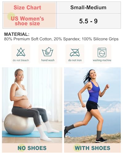 5 Pairs Pilates Grip Socks Yoga Socks with Grips for Women, Non-Slip Athletic Socks for Ballet, Dance, Workout, Hospital4