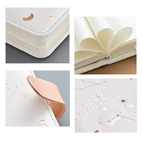 Bloc-notes en cuir PU blanc pour ordinateur portable et agenda journalier constellation compact - 4