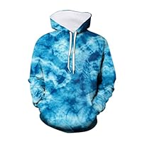 Hoodie Kids Girls Boys Tie Dye Graphic Microfleece Hooded Sweatshirt Gym Sports Hoody Tops Autumn Winter Lightweight Breathable Pullover Unisex Kids Clothes Outerwear (Blue, 13-14 Years)