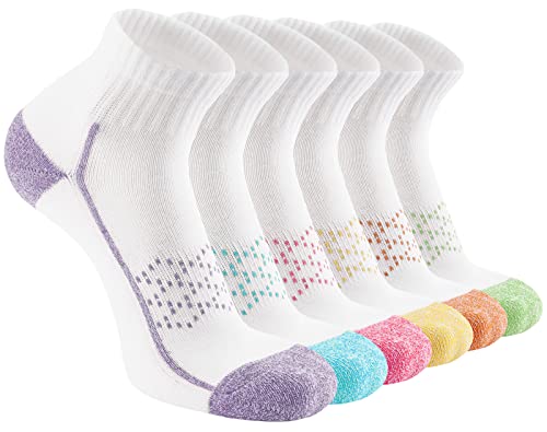 Hepsibah Womens Ankle Athletic Socks Cotton Thick Cushioned Low Cut Running Socks 6 Pack Color White 6Pack Size Us Shoe Size 6-11 cover