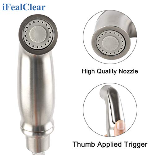 Ifealclear Kitchen Sink Side Sprayer, Kitchen Sink Faucet Replacement Parts Compatible With Moen/ 1/4Inch Sink Connector Faucet, Pull Out Sprayer With Hose For Home School, 3 Adapters, Brushed Nickel #TOP3