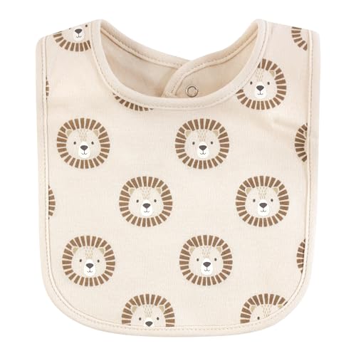 Image of Hudson Baby Unisex Baby Cotton Bibs, Brave Lion, One Size