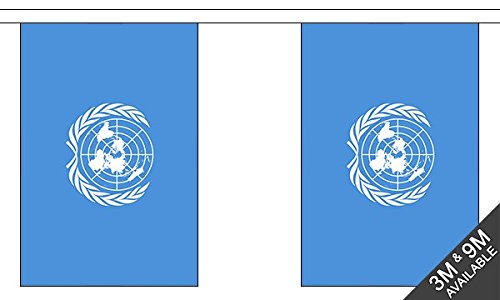 Flagtex United Nations Fabric Bunting – 3m with 10 Flags – Fabric for Indoor & Outdoor Use – String Flags Banners UN International Organization Peace Global World — image 1