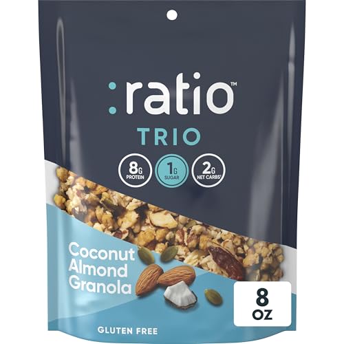 :ratio Keto Friendly Coconut Almond Granola Cereal, 8 OZ Resealable Cereal Bag