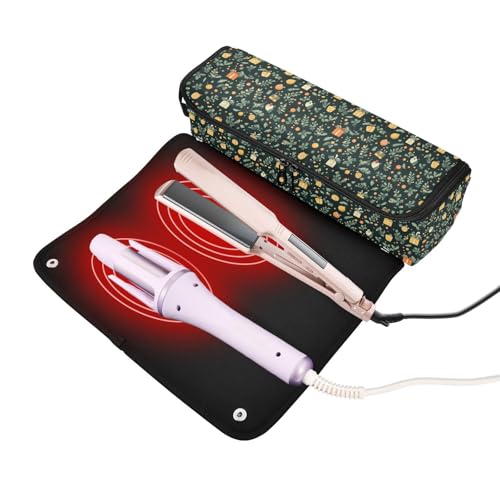 Bolso de viaje Holly Berry Marble para herramientas de cabello resistente al calor con alfombrilla para planchas, rizadores y accesorios de cuidado capilar miniatura 2
