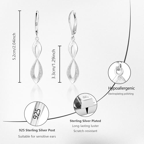 LANCHARMED 925 Sterling Silver Twisted Dangle Earrings for Women – Hypoallergenic Handmade Spiral Drop Jewelry in Elegant Brushed Finish with Gift Box - Image 6