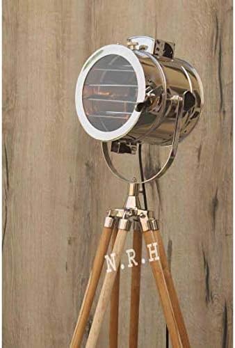 Modern Tripod Floor Lamp - Wooden Nautical Searchlight Living & Hotel Decor