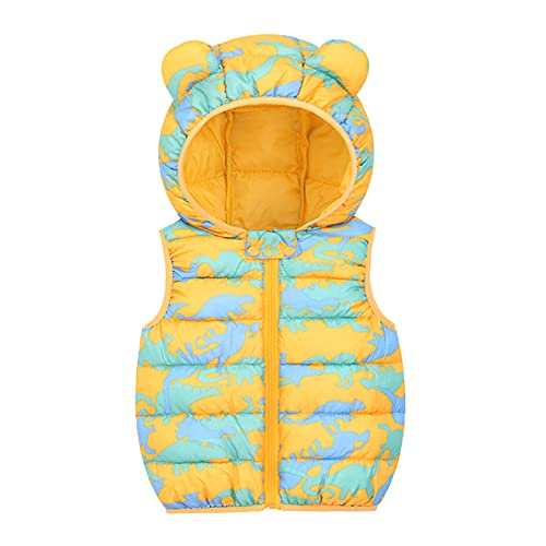 KAGAYD Toddler Girl Boy Hooded Jacket Vest Baby Winter Prints Lightweight Sleeveless Bear Ears Zipper Up Jacket