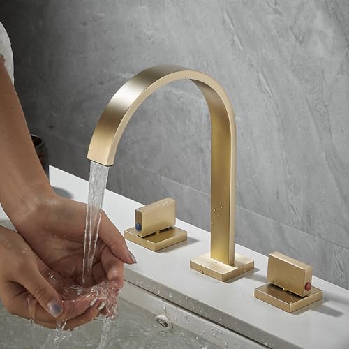 Robinet de lavabo 3 trous anti-éclaboussures avec mitigeur eau chaude et froide