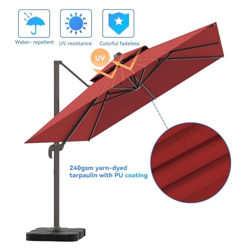 Image of THESHELTERS - Premium Garden Umbrella 360 Degree Rotating Stylish and Durable Outdoor Garden Umbrella with Heavy-duty Water Base (95Kgs)- Patio and Lawn Umbrella, 2.5x2.5m Big Size Outdoor Umbrella with Stand