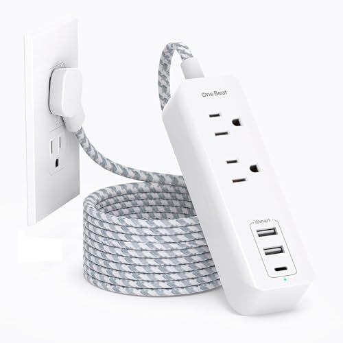 Image of Cruise Essentials, USB C Travel Power Strip, Flat Plug Power Strip with 2 Outlets 3 USB Ports (1 USB C), 10ft Flat Extension Cord USB Charging Station, Non Surge Protector for Cruise Ship Travel Home