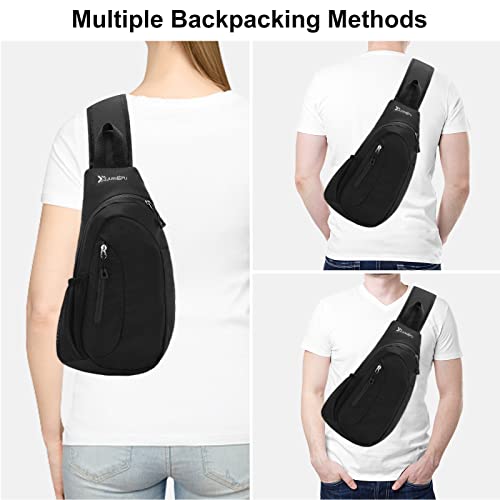 Sciphylia Brusttasche Sling Bag Herren Schultertasche Einzelgurt Rucksäcke Schulterrucksack Anti-Diebstahl Crossbody Bag für Männer Frauen Wandern Reisen Radfahren Klettern Kohlenschwarz