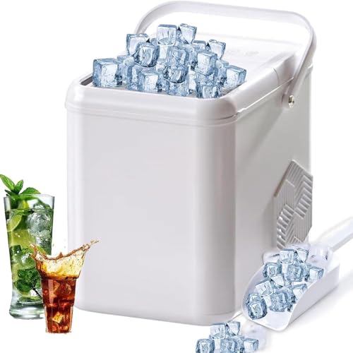 Fabricador de Hielo Eléctrico – Máquina de Cubos de Hielo de Encimera con Auto-Limpieza, 9 Cubos de Hielo en 6 Minutos, 2 Tamaños de Hielo, 12KG/24Hrs, Ideal para Casa, Cocina, Oficina, Bar y Fiestas