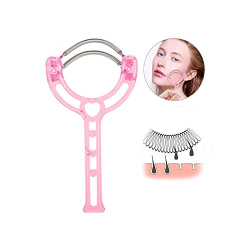 Spring hair removal tools-Portable Handhold Double Spring Face Hair Removal Device Quick Easy Removing Hair Women Lady Girls for Upper Lip/Chin/Cheek Manual Facial Epilator Tool (pink)