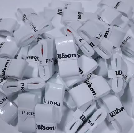 KIT 12 UNIDADES Overgrip Wilson Profile para Beach Tennis, Tênis e Padel (5, Branco)