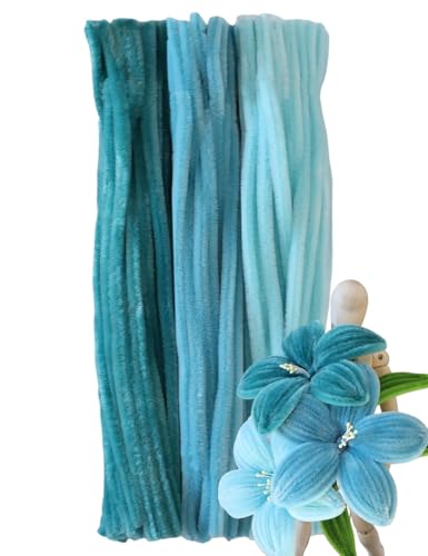 BOLT BEE Thick Pipe Cleaners Craft Set, 3 Assorted Pastel Macaron Colors, Chenille Stems, 30cm Length, Matte Finish, for DIY Art Projects (Shades of blue(150pc))