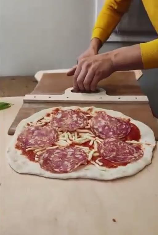 Miniatura 3 de BULINGNA Magic - Pala Pizza Scorrevole, pelador antiadherente para pizza, con asa, accesorio para hornos de pizza, apto para lavavajillas (amarillo,