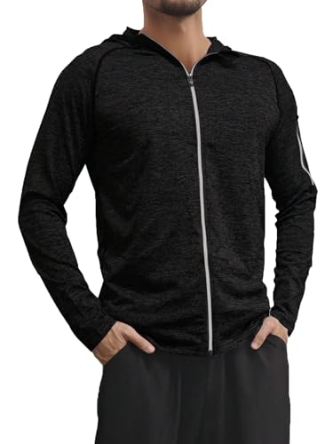 Men's Outdoor Lightweight Quick-Dry Fitness Hooded Full-Zip Sweatshirt