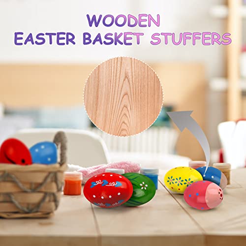 Sucenance Easter Basket Stuffers, Set Of 6 Easter Eggs, Wooden Percussion Musical Shaker Egg For Toddlers Kids Babies Boys Girls Valentines Day Christmas Gifts #TOP1