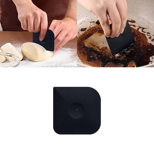Lot de 5 grattoirs de nettoyage pour plateau de barbecue, grattoir de casseroles en plastique, grattoir anti-rayures pour le nettoyage en fonte, casseroles et poêles, grattoir robuste (noir 2)