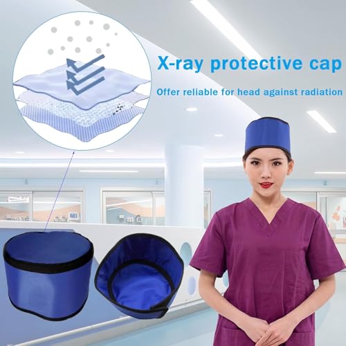 Image of Dental X-Ray Lead Cap, 0.35mmPb Radiation Protection Hat for CT Room & Pet Clinics, Adjustable Head Shield for Radiology & Fluoroscopy