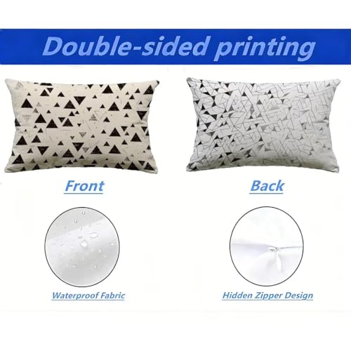 Coussin extérieur imperméable 40x80 géométrique noir et blanc résistant - 3