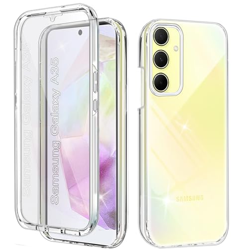 Cover per Samsung A35 5G Antiurto Custodia per Galaxy A35 5G 360 Gradi con Protezione dello Schermo Integrata Rugged Trasparente Full Body Protettivo Case Trasparente TPU Cover per Samsung A35, Clear