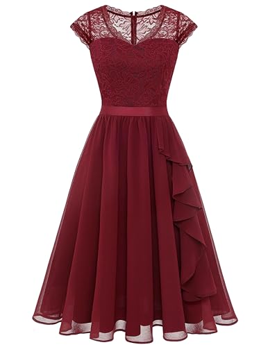 Image of Wedtrend Women's Bridesmaid Dresses Short Prom Dress Ruffle Semi Formal Cocktail Dresses Floral Homecoming Dress
