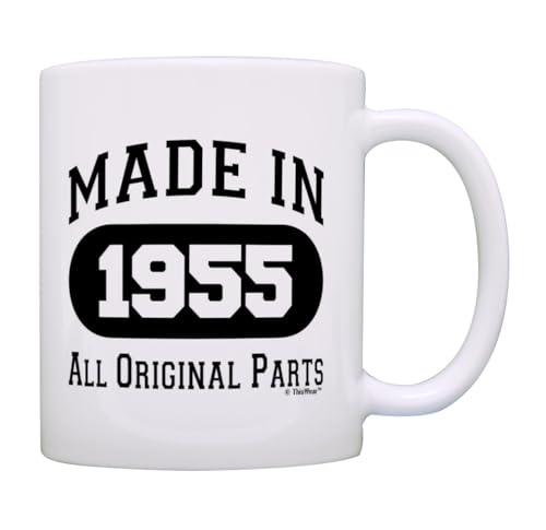 ThisWear 70th Birthday Mug Made in 1955 Original Parts 70th Birthday Party Decor 11oz Ceramic Coffee Mug with Handle