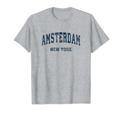 Amsterdam New York NY Vintage Varsity Sports Navy T-Shirt
