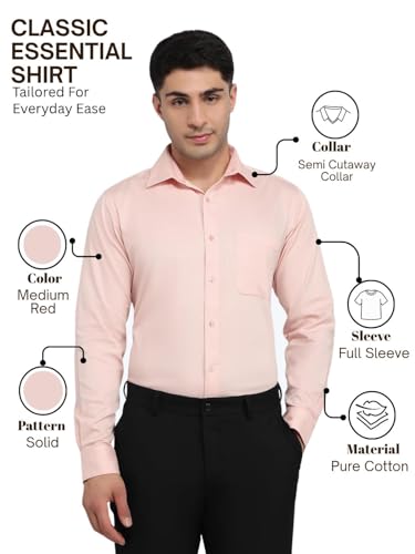Image of Raymond Men Slim Fit Solid Pattern Pure Cotton Semi Cutaway Collar Full Sleeve Formal Shirt