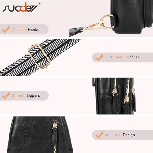 Image of SUOSDEY Sling Bags for Women Crossbody Leather Sling Backpack Chest Bag Shoulder Bags for Casual Traveling Hiking Cycling