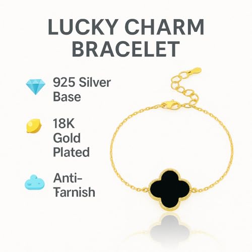 Image of Lucky Charm Clover Bracelet for Women | 925 Sterling Silver with 18K Gold Plating | Adjustable & Anti-Tarnish | Stylish Designer-Inspired Jewelry