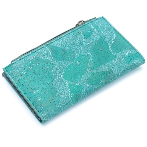 Vegan Turquoise Cork wallet purse, bifold cork wallet Eco friendly gift lightweigh wallet durable2