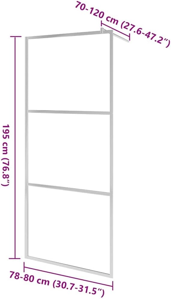 Diagram showing dimensions of the vidaXL Walk-in Shower Wall