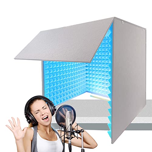 Paneles de Espuma Acústica, Booth Vocal, Paneles Aislantes para Paredes, Estudio Portátil 80x80x80 cm, Espuma Acústica Azul