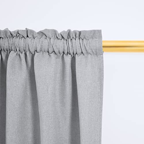 Upopo Tier Curtains Grey 36 Inch Length Kitchen Linen Textured Privacy Cafe Curtains Short Bathroom Small Basement Half Window Curtain Bedroom Living Room 2 Panels Rod Pocket #TOP1