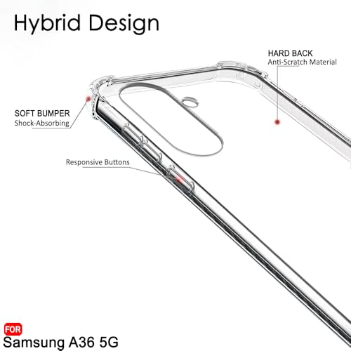 Image of TheGiftKart Crystal Clear Back Cover Case for Samsung Galaxy A36 5G | 360 Degree Protection | Shock Proof Design | Transparent Back Cover Case for Samsung Galaxy A36 5G (PC & TPU, Transparent Bumper)