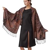 Paisley Pashmina Shawl-Ethnic Jacquard Pashmina Shawls and Wraps Scarf for Women Evening Dresses(Sy1-Blue Red Yellow)